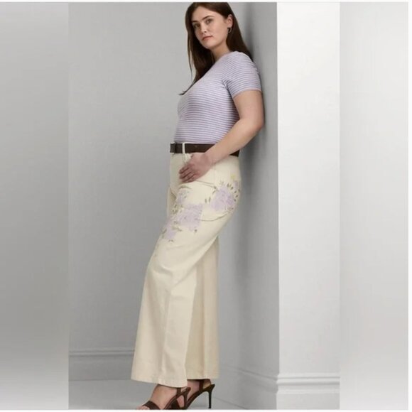 Lauren Ralph Lauren Denim - NWT Ralph Lauren Floral High Rise Wide Leg Jeans Painted Floral 16W